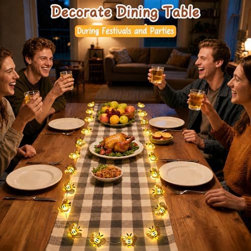Coquimbo Bee Decorations String Lights, 10ft 30 LED Cute Honeybee Fairy Lights Battery Operated, Gifts for Women Girls Boys Kids, Room Decor for Bedroom Plants Patio Party Wedding Party Xmas