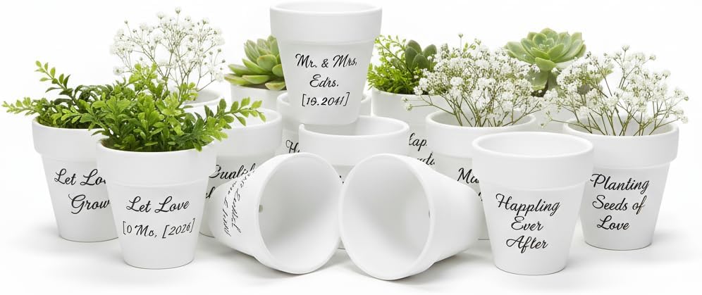 YESIACE White Terracotta Flower Pots with Drainage Holes, 4 Inches, 24 Pack, Suitable for Planting and Decoration