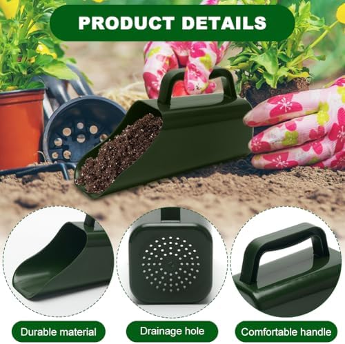 Garden Soil Scoop, 2-in-1 Multi-Function Plastic Spoon Soil Shovel Wear Resistant Digging Tool Cultivation Potting Scoop with Mini Scoop for Digging Up or Transporting Scoops of Soil