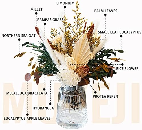 Dried Flowers for Vase, Boho Pampas Grass Hydrangea Eucalyptus Bouquet