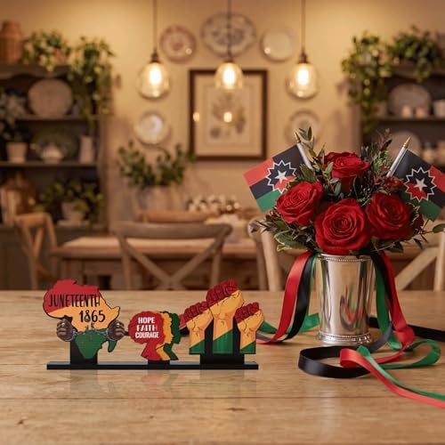 Smile Juneteenth Wooden Decor, Hope Faith Courage Desktop Signs Black History Month Black Pride Gifts