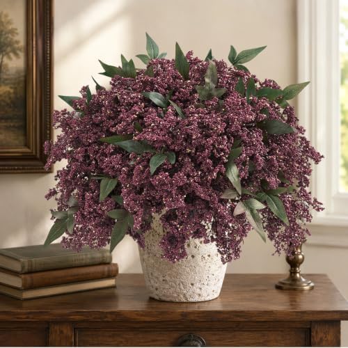 12 Pcs 17 in Realistic Berry Stems, Artificial Nandina Branches Fall Decor