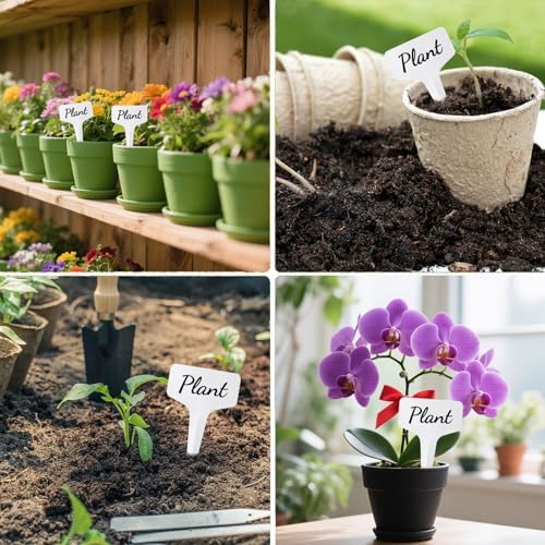 500 PCS Plant Labels T-Shape, 4 Inch Potted Plant Name Tags Plastic, White