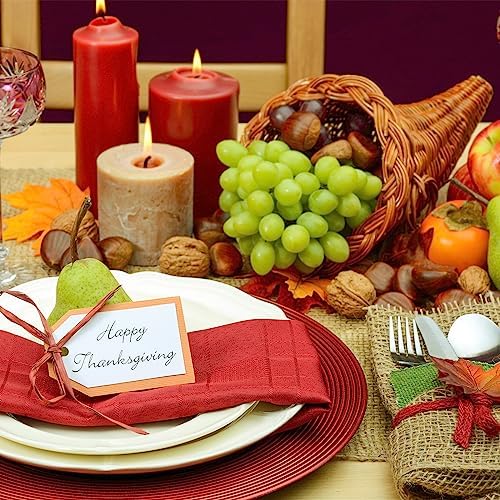 Dandat 9 Pcs Fall Cornucopia Basket Centerpiece 13.78 Inch, Imitation Vine
