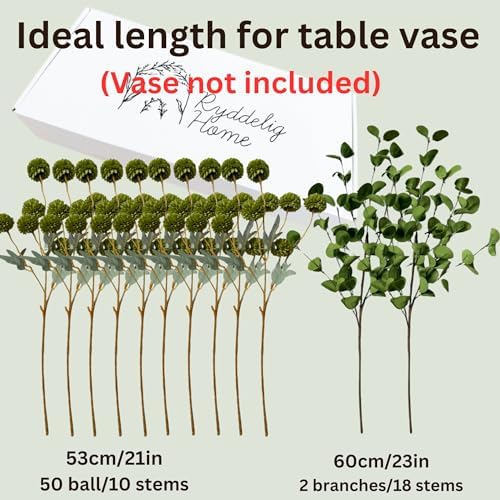 Green Flowers Artificial & Faux Greenery For Vase, Green Centerpieces