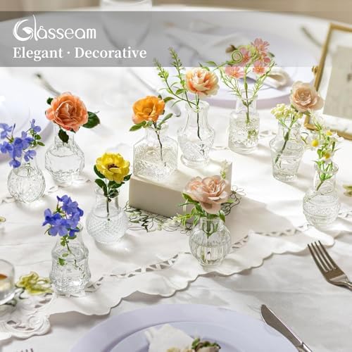 Glasseam Mini Bud Vases for Centerpieces: 20Pcs Clear Glass Vases in Bulk