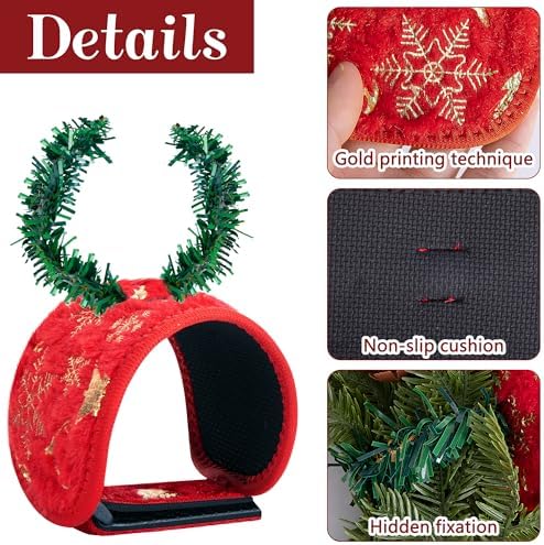 8 Pcs Railing Protection Christmas Garland Ties, Red Decorative Banister Garlands Hanger, Adjustable Banister Protective Padded Faux Pine Stems Garland Ties for Staircase Wreath Home Holiday Decor