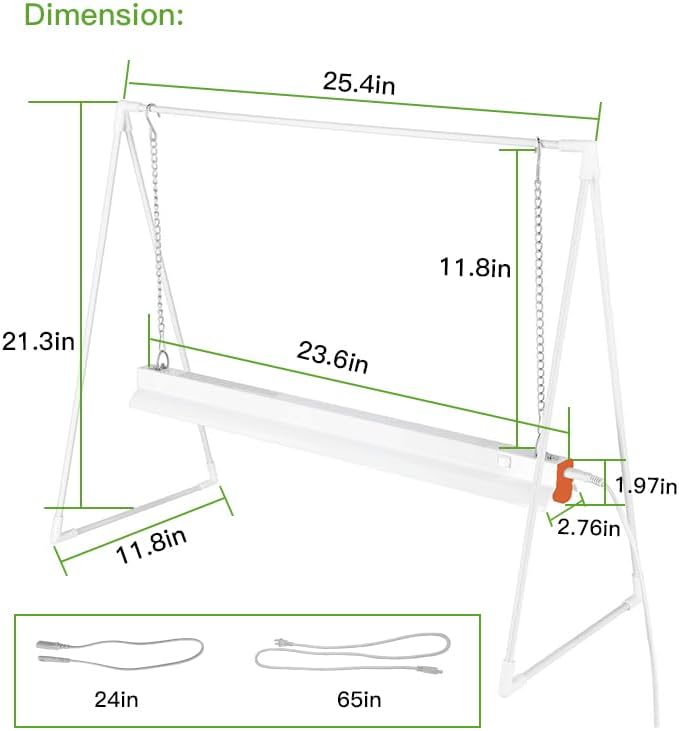 10W Grow Light Stand Kit for Indoor Plants, 2ft Plant Grow Rack with Full Spectrum, Enhanced Red Light for Flowering