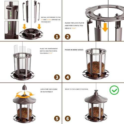 Birdream 2 Pack Bird Feeders for Outdoor Hanging, Assembly Required, 1-Min Easy Setup, Charming Castle Design, Attracting Cardinals Chickadees Goldfinches & Sparrows - Brown