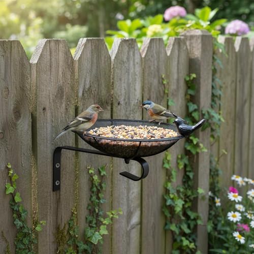 Metal Tray Bird Feeder, Heavy Duty Mesh Seed Tray for Wild Bird