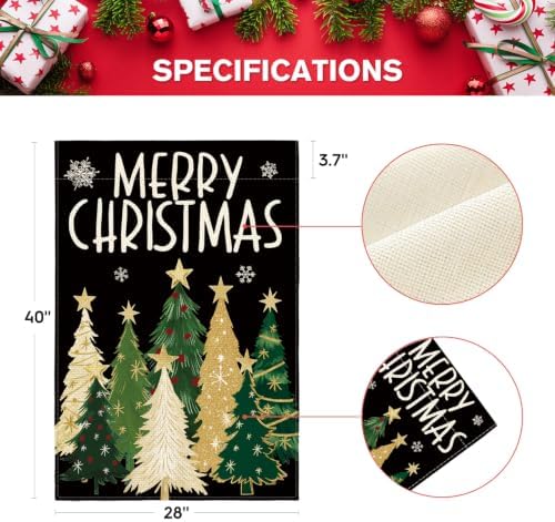 AVOIN colorlife Black Merry Christmas Trees House Flag Outside 28x40 Inch