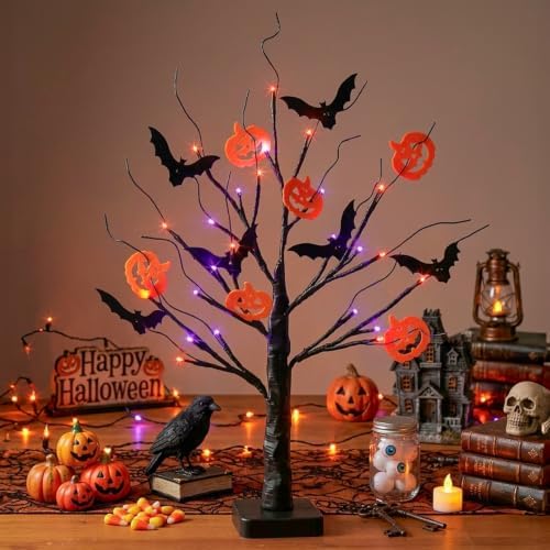 Vanthylit Halloween Decorations, Halloween Tree Lights, Lighted Black Tree