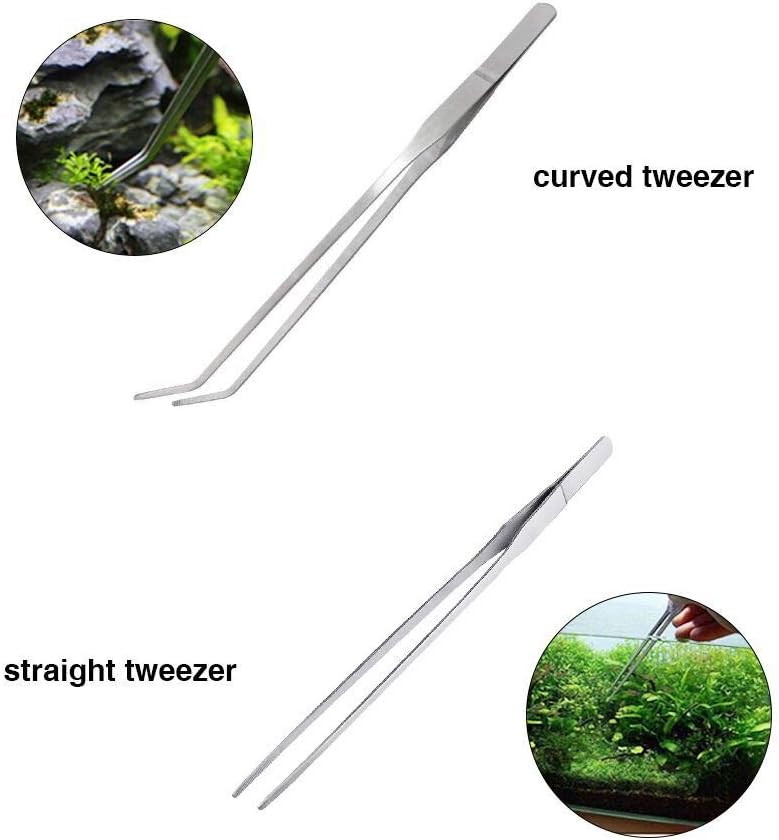 Aquascaping Tools 7 in 1 Kit Aquarium Plant Scissors Tools Set Curved & Waved Scissor Tweezers Spatula Stainless Steel