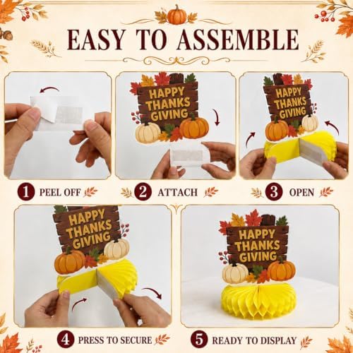 12Pcs Thanksgiving Decorations Thanksgiving Honeycomb Centerpieces