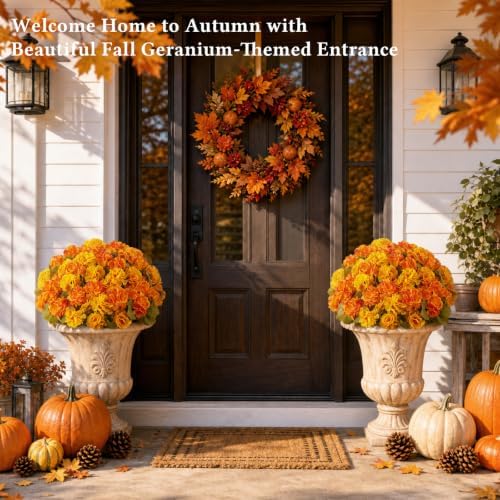 24 Pcs Artificial Geranium Flowers for Outdoors Fall Decoration