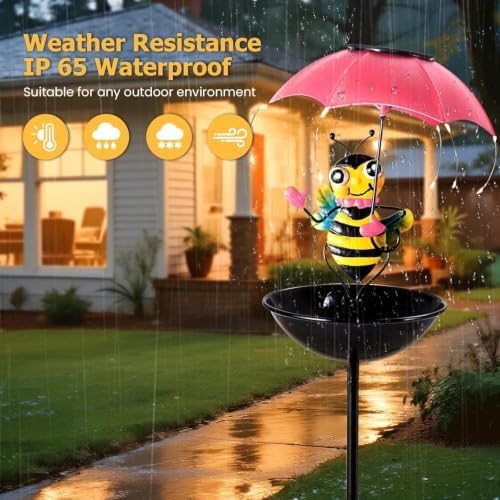 Solar Bird Feeders for Outdoors, Bee Garden Decor with Umbrella Light