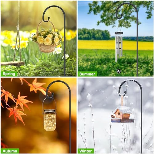 FEED GARDEN 32" Small Shepherd Hooks for Outdoor, Adjustable Decorative Garden Hooks for Solar Lanterns, Hanging Plants, Wind Chimes & Garden Decor, 1 Pack