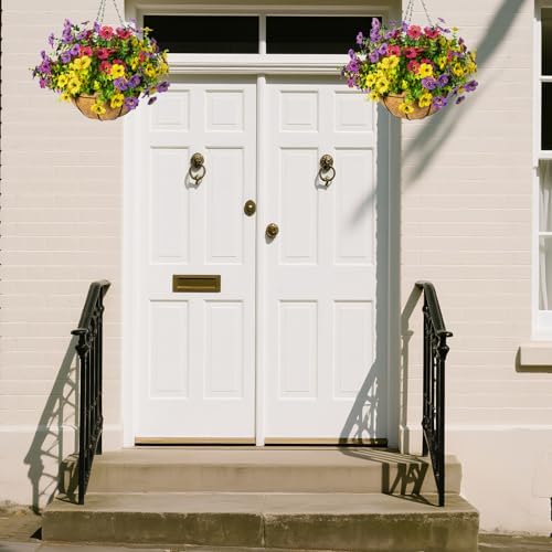 Artificial Hanging Flowers, UV Resistant, 12 Bundles, 4 Colors