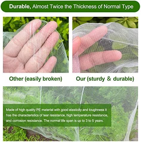 Jevrench 4 x 25 ft Garden Netting Row Cover, Ultra Fine Mesh for Plants