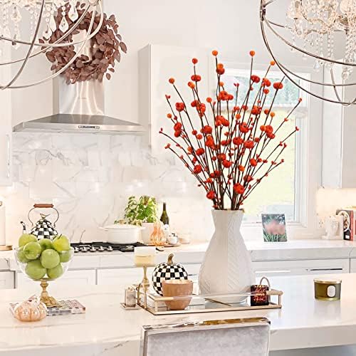 6Pcs Artificial Berry Stems 24" with Fall Flowers,Home Decor Autumn