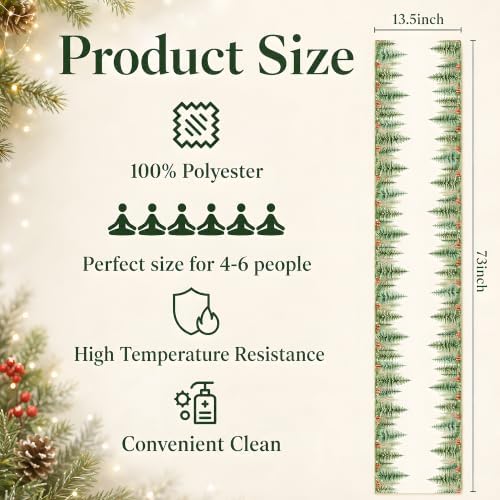 Christmas Decorations - Watercolor Pine Tree Christmas Table Runner