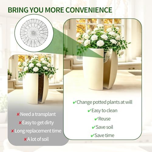 Adjustable Height Planter Inserts,Plant Risers for Tall Planters Large Pots,12-18" Planter Insert,Planter Filler Elevate Plants With 4 Hooks Chains for Indoor Outdoor Planters Wedding Party Decor