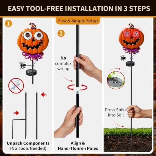 Solar Halloween Pumpkin Garden Stake Light,Halloween Garden Decorations