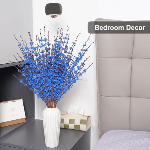 10Pcs Royal Blue Artificial Jasmine Flowers Stem for Vase DIY Wreath Decor