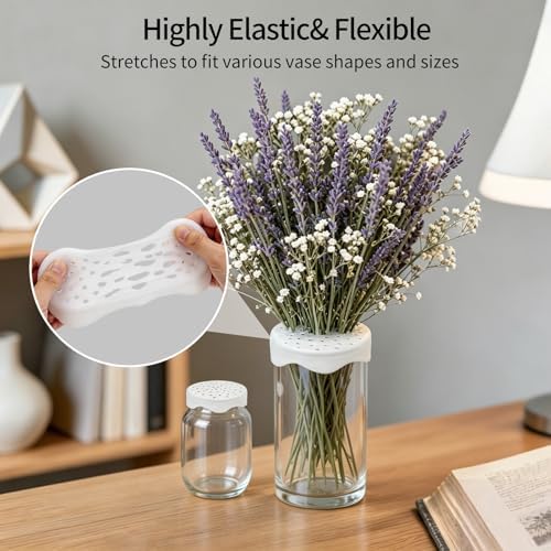 Clear Silicone Flower Stem Holder for Vases, Spiral Floral Arranger Grid, Flexible & Reusable Ikebana Tool, Waterproof DIY Flower Organizer for Home Decor, Easy to Use (White-4pcs)