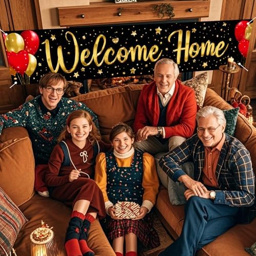 Nuxovilar Welcome Home Banner with Balloon Design 78.7"x17.7"