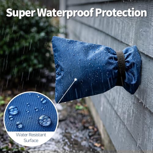 Outdoor Faucet Cover for Winter, 3M Thinsulate Spigot Cover for Winter Freeze Protection, Waterproof, 10" H x 6.3" W Outside Hose Bib Insulated Covers for Wall Taps, 2 Pcs Faucet Socks - Blue