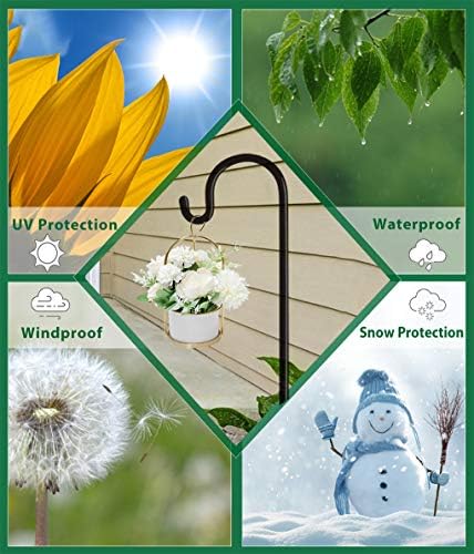 Adjustable Outdoor Shepherd Hook Stand with 5 Prong Base, 108 Inches Tall 3/5 in Thick, Shiny Black (1 Packs)