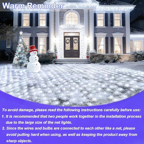 OYCBUZO 300LED Net Lights, 14.8ft x 5ft Connectable Christmas Net Lights 8 Modes, Waterproof Mesh Lights Plug in for Bushes Xmas Tree Holiday Garden Wedding Outdoor Party - Cool White