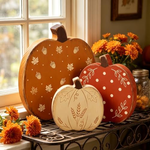 Wooden Pumpkin Fall Decor, Fall Decorations for Home