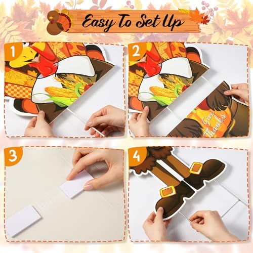 Capoda 2 Pcs Large Thanksgiving Turkey Yard Sign Decor, 29.3 x 12.6in