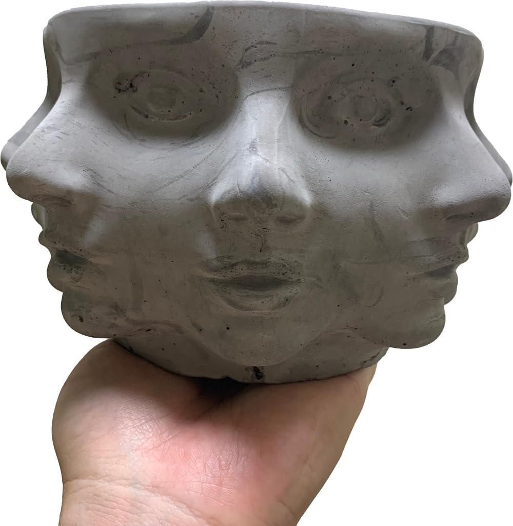 Silicone Head Face Planter Mold, Multi-Face, 8 inch Flower Pot Mold | Indoor/Outdoor, Multi-Face Shaped, Succulent