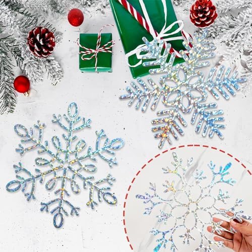 Winter Wonderland Frozen Birthday Party Decoration Large Snowflake Ornament Clearance- 6pcs 11.8”Large Iridescent Hanging Snowflakes Christmas Ornaments for Christmas Tree Outdoor Xmas Decor Supplies