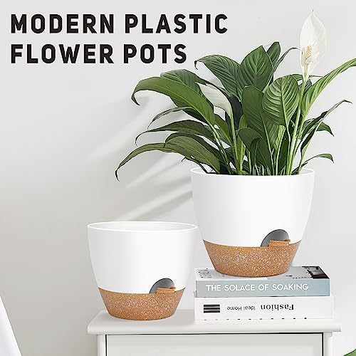 YNNICO 12" 10" 9" Large Self Watering Plant Pots, 3 Pack Flower Pots Planters with Multi Mesh Drainage Holes for Indoor Outdoor Garden Plants and Flowers