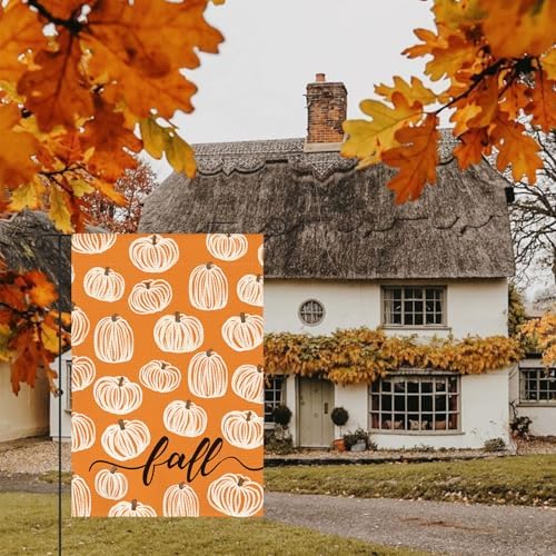 AVOIN colorlife Rustic Pumpkins Fall Garden Flag 12x18 Inch Outside Orange