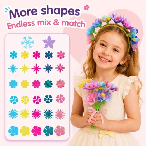 IQBOX Flower Making Kit for 4 5 6 7 8 Year Old Girls Brithday Gifts