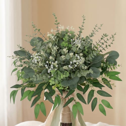 Hananona 270 Pcs Mixed Eucalyptus Leaves Stems Artificial Greenery Bulk