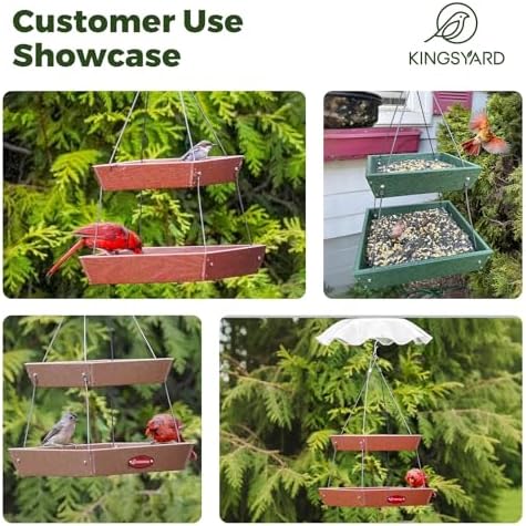 Kingsyard 2 Tier Large Platform Bird Feeder for Outdoors Hanging