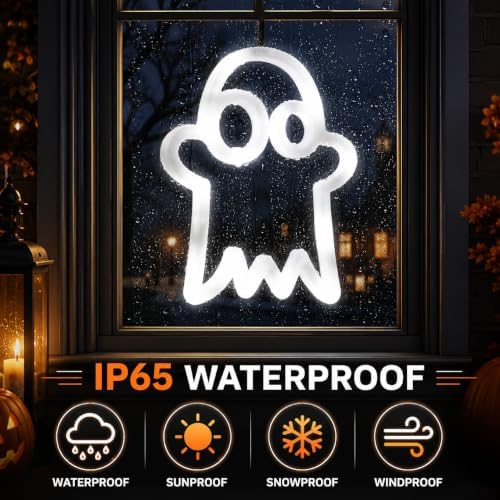Hanging Window Lights, 39 LED White Ghost Shape