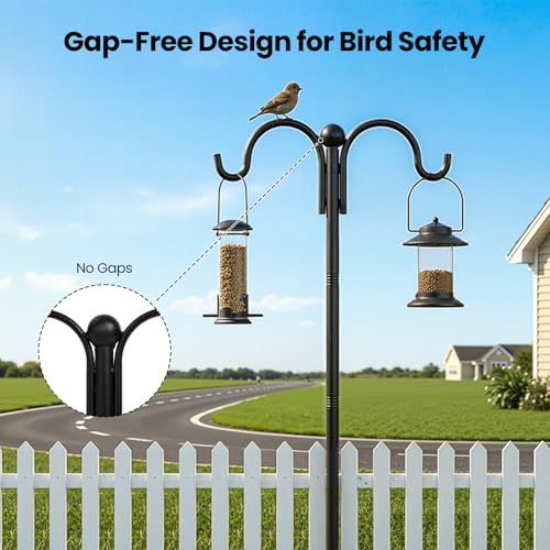 74 Inch Double Shepherd Hooks Stand with Base for Outdoor Bird Feeder Pole