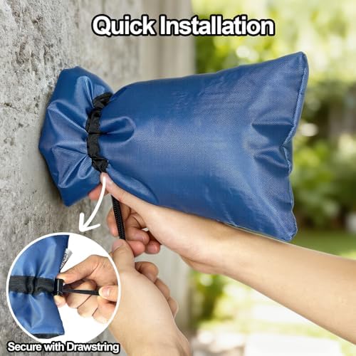 Enlarge Outdoor Faucet Cover for Winter Freeze Protection, 3M Thinsulate, 10”H x 6.3”W Hose Bib Covers for Wall Taps Outside, Waterproof & Frost Free Insulated Spigot Cover, 2 Pcs Faucet Socks - Blue