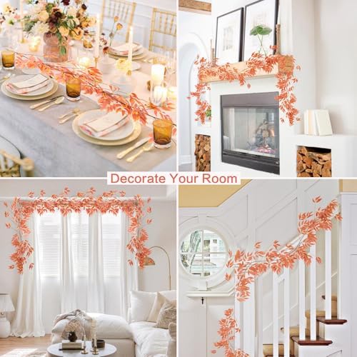 RECUTMS Artificial Silk Willow Leaves Vine Twig 2Pc 5.7Ft Fall Ivy Garland
