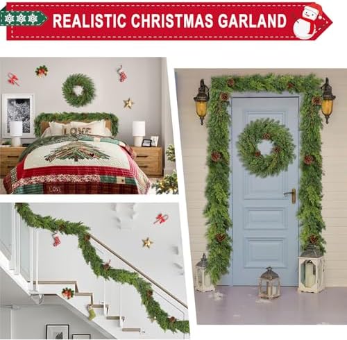 6 Ft Real Touch Christmas Garlands Thick Soft Bendable Pine Cedar Garland