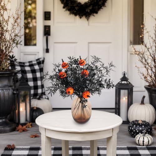 13 Pcs Plastic Leaves Pumpkins Halloween Floral Picks Gothic Stems