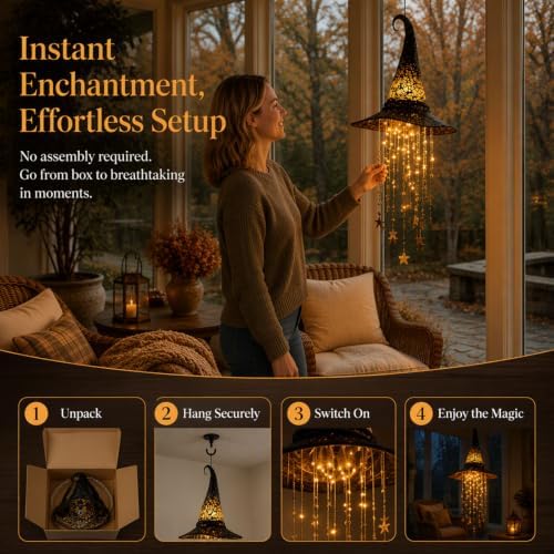 Halloween Witch Hat Hanging Decor Light