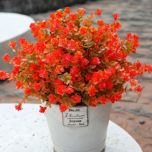 alyptus Artificial Flowers – 12 Bundles Fake Outdoor Fall Flowers UV Resistant No-Fade Faux Plants for Porch, Patio, Garden, Office & Fall Decor